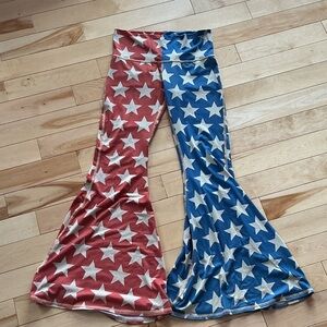Teeki Red and Blue Star Flared Pants